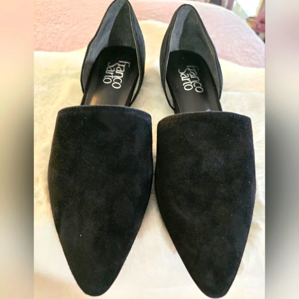 Franco Sarto Black Flats Sleek Suede Loafers